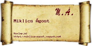 Miklics Ágost névjegykártya